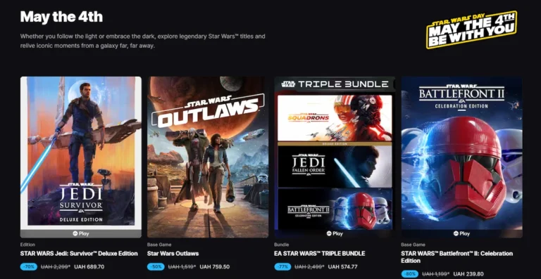 Знижки на франшизу Star Wars в Epic Games Store